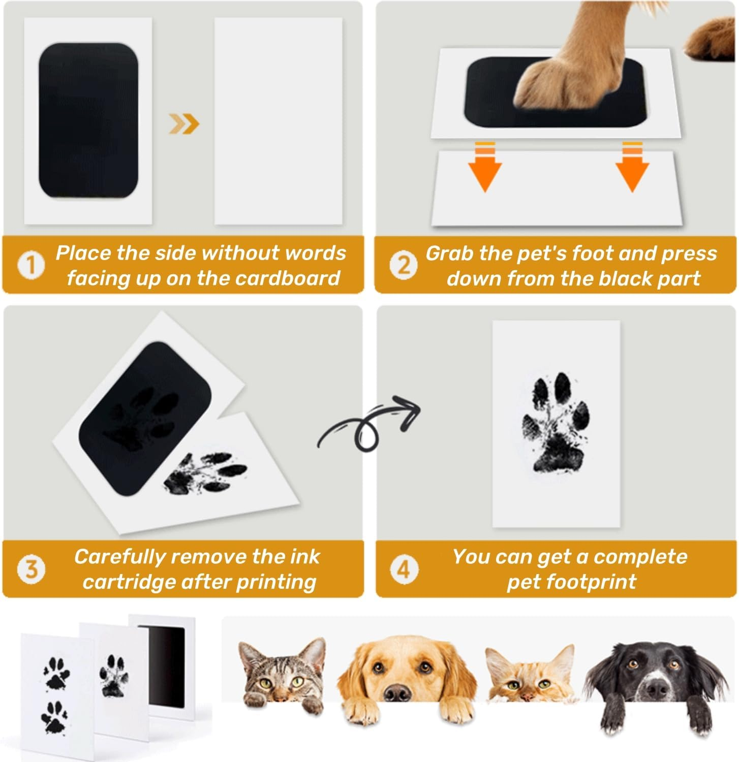 Baby Imprint Set, 2 Pieces Baby Handprint and Footprint, Clean Touch Ink Pad, for Handprint Footprint & Paw Print Iink 2 Ink Pads & 4 Imprint Cards, Birth