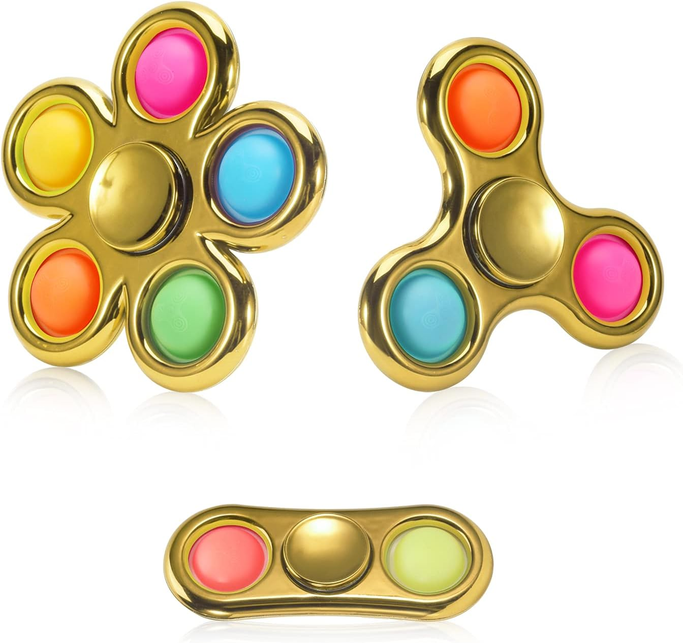 Jawhock 3 Pack Pop Fidget Spinner, Push Bubble Fidget Spinner, Party Favor Sensory Simple Fidget Pack Hand Spinner for ADHD Anxiety Stress Relief for Kids