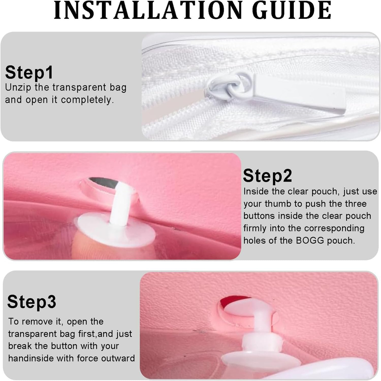 Clear Toiletry Bags - Croc & Bogg Bag Style Rubber Tote, Travel Toiletries & Makeup Organizer, Beach Bag with Accessories, Ideal for Australian Travelers (White Set of 4) - Black Set Of 4 image number 3