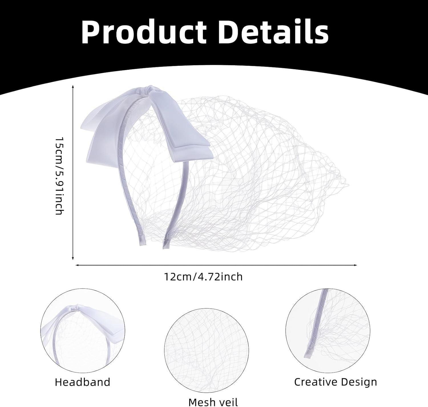 NICENEEDED Veil Mesh Bow Veil Vintage Hat Headband 1920S Fascinator Headdress Bow Knot Bird Cage Veil for Women Tea Party image number 1