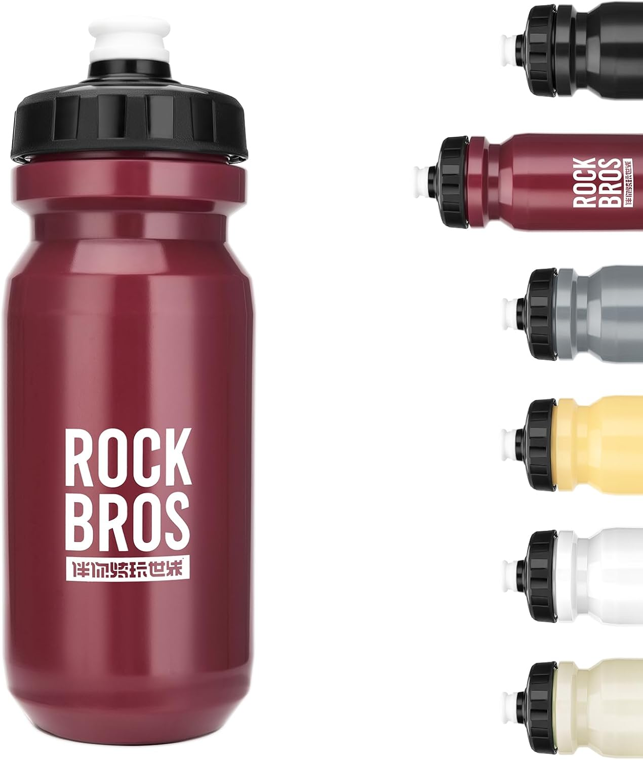 ROCKBROS Bike Water Bottle Squeeze, 20Oz Bicycle Water Bottle, Bpa-Free (Black)