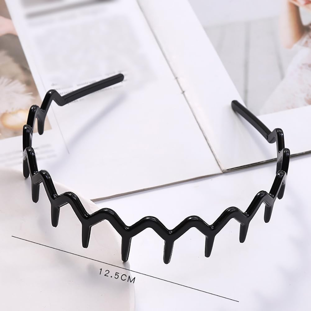 JIHUOO 4 Pack Plastic Zigzag Headbands Wavy Tooth Comb Hair Band Teeth Hair Hoop Wave Hair Bands Non-Slip Hair Bands Sports Hair Band Effortless Hair Accessories for Women image number 2