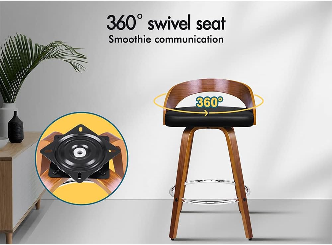 ALFORDSON Bar Stools 2Pcs Swivel Counter Barstool in 64Cm Seat Height Kitchen Dining Chair with Footrest and Adjustable Leg Levelers for Home Bar Dining Room image number 2