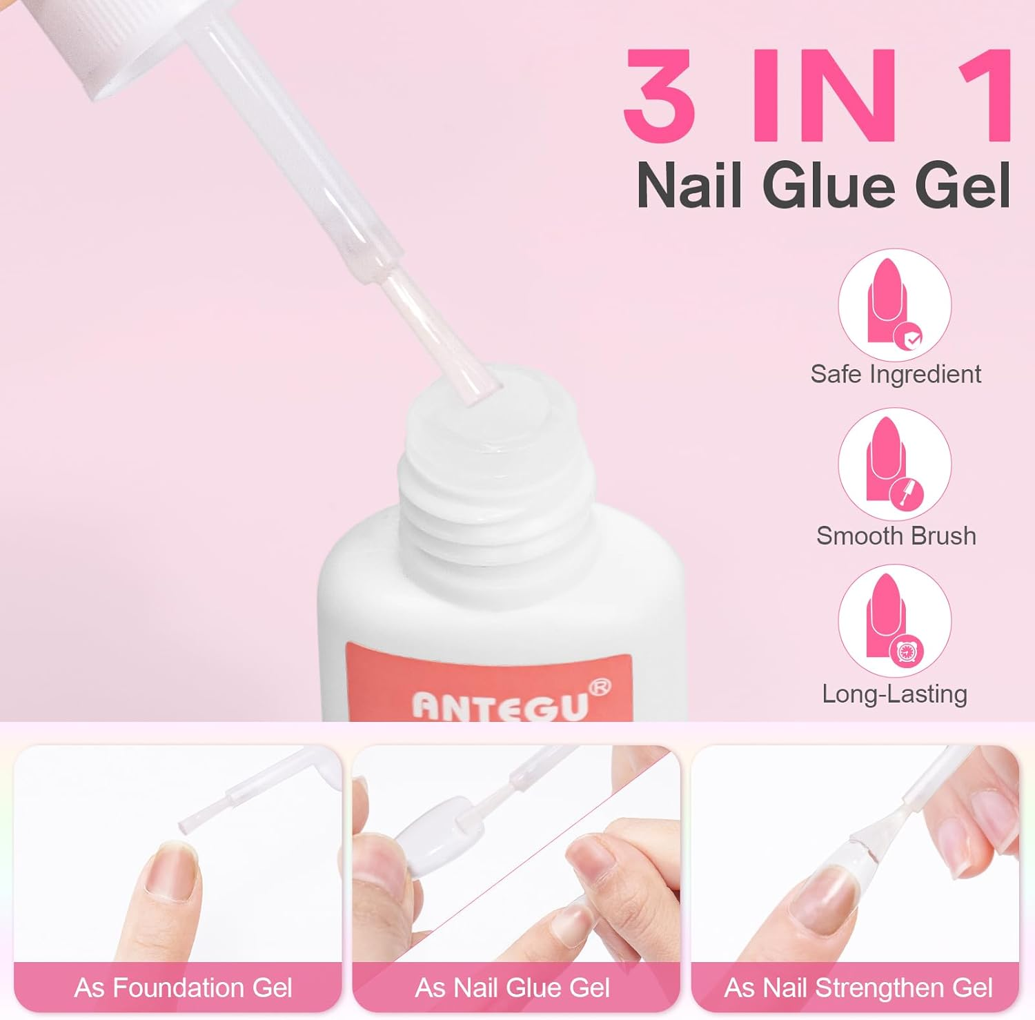 Beloving Gel Nail Kit, Nail Extension Kit with 240Pcs Soft Gel Nail Tips Almond Shape, Portable Mini UV LED Nail Lamp, 2Pcs Nail Files, Acrylic Nail Clipper, Nail Glue for Gel Art Polish DIY Manicure image number 4