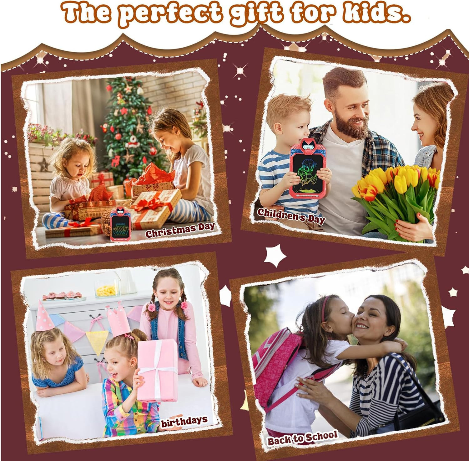 LCD Writing Tablet 10 Inch Colorful Doodle Board, Electronic Erasable Reusable Drawing Pad,Magic Kids Drawing Tablet, Educational Writing Board Toys Gifts for 3 4 5 6 7 8 Year Old Girls Boys image number 2