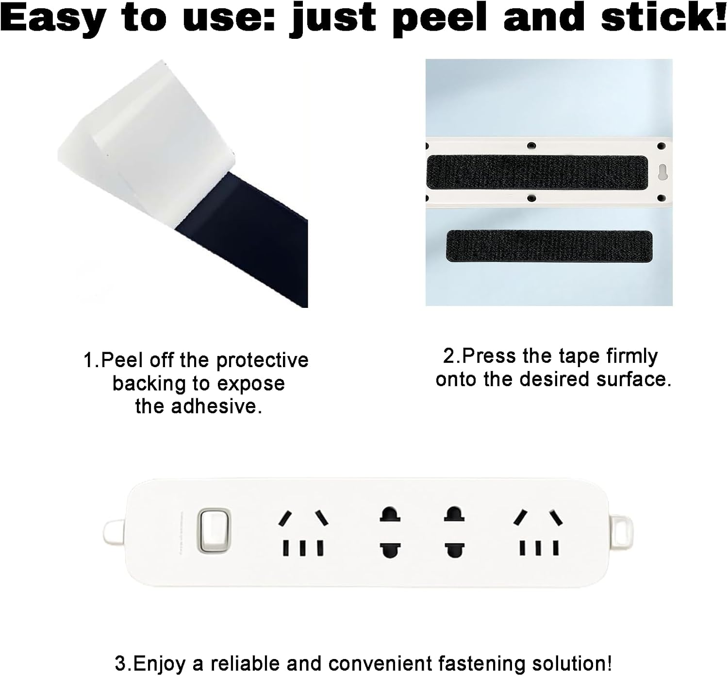 Surnavik Velcro Strips, 3M Velcro Strips - 24 Pcs Heavy Duty Adhesive Velcros Strip & Dots for Home, Office, Couch Cushions, Carpets, Pedal Boards & Walls，10 X 2.5 CM image number 1