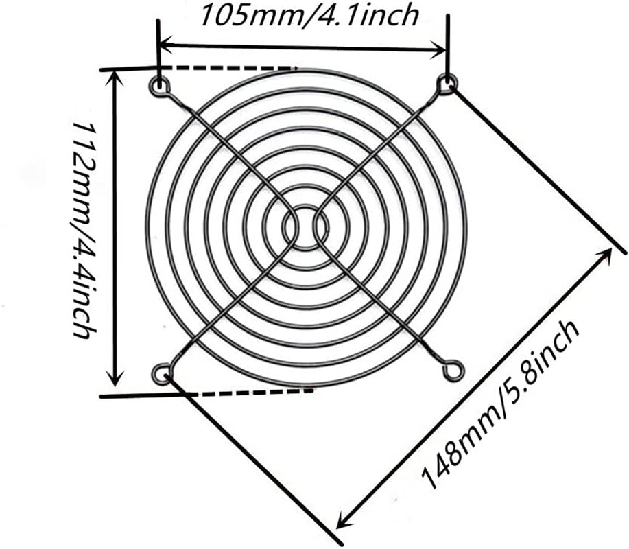 Metal 120Mm 4.7" PC Computer Fan Grill Mounting Finger Guard Protection Cover,Black 5Pcs