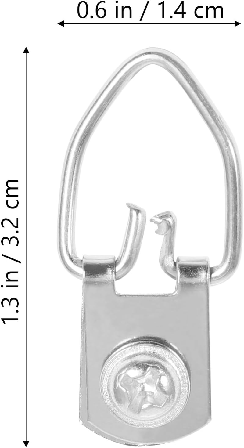 Tofficu 100Pcs D-Ring Picture Hooks Wall Hangers for Mirrors Canvas Frames Photo Art Hanging Hardware Heavy Duty Metal 1.26X0.55 Inch image number 6