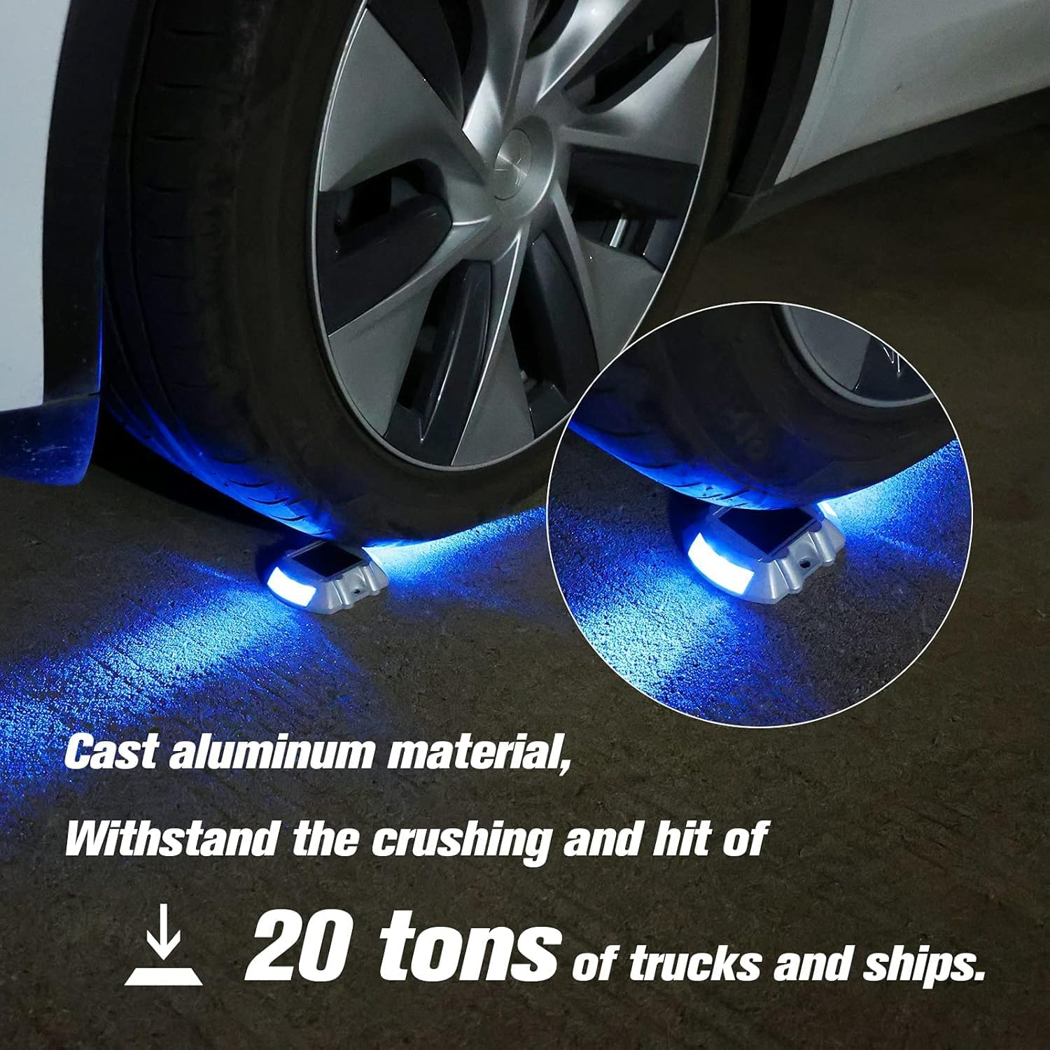 Solar Deck & Driveway Lights, 2-Pack Led IP67 Waterproof Outdoor Warning Step Lights for Garden Pathway Yard (White) (2, Blue) (4) image number 1