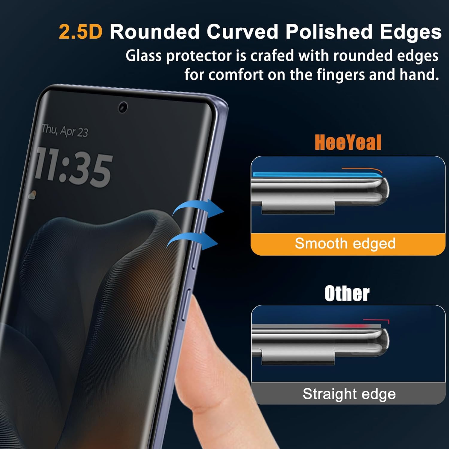 Heeyeal Privacy Screen Protector Compatible with Motorola Edge 60 5G [2 Pack], [Anti-Scratch] [9H Hardness] Anti-Spy Tempered Glass Protection Film for Motorola Edge 60 5G image number 2