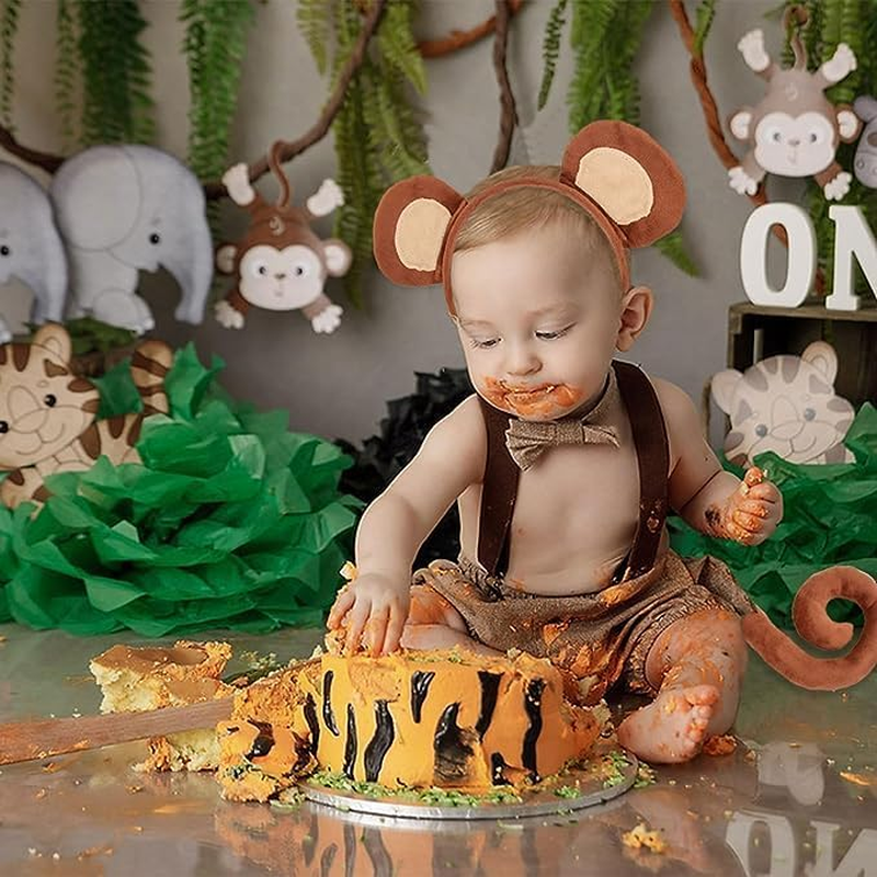 Jevenis Monkey Costume Kids Monkey Ears Monkey Headband Tail Monkey Costume Accessories Halloween Dress up Costume image number 5