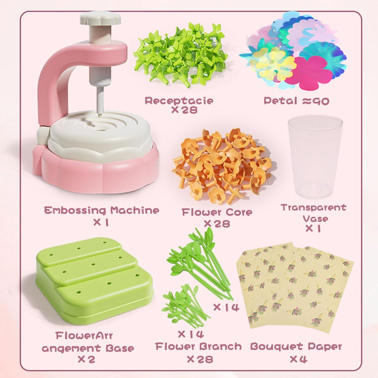 CYZAM DIY Flower Bouquet Craft Kit, Make Your Own Flower Bouquet Toys, Art and Craft for Girls Age 3 4 5 6 7 8, Gifts Home School Classroom Fun Activities Supplies Decor image number 4