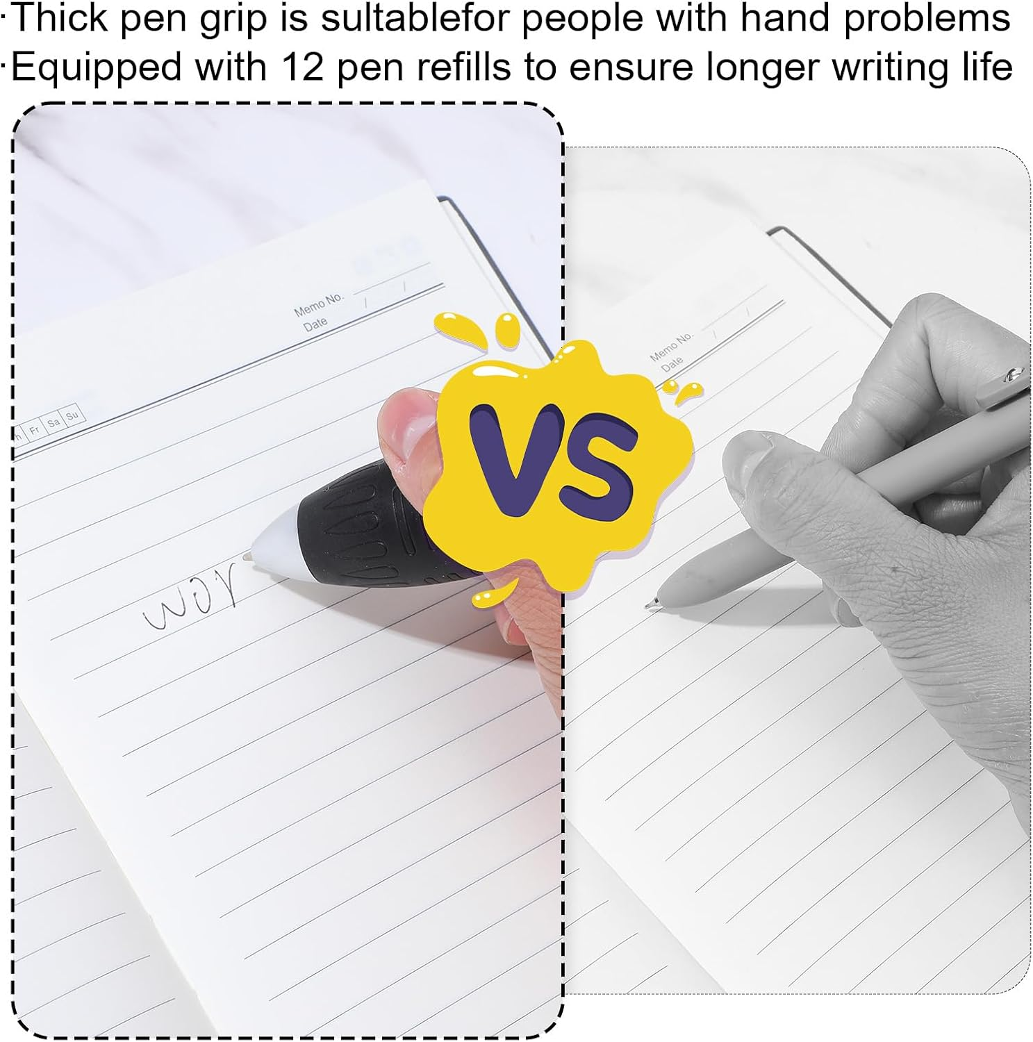 Gjinxi Pack of 15 Large Thick Ballpoint Pens, Heavy Weighted Pen with Large Wide Grip for Tremor Arthritis, Weak Grip Strength Parkinson'S Disease (3 Pens + 12 Refills) image number 5