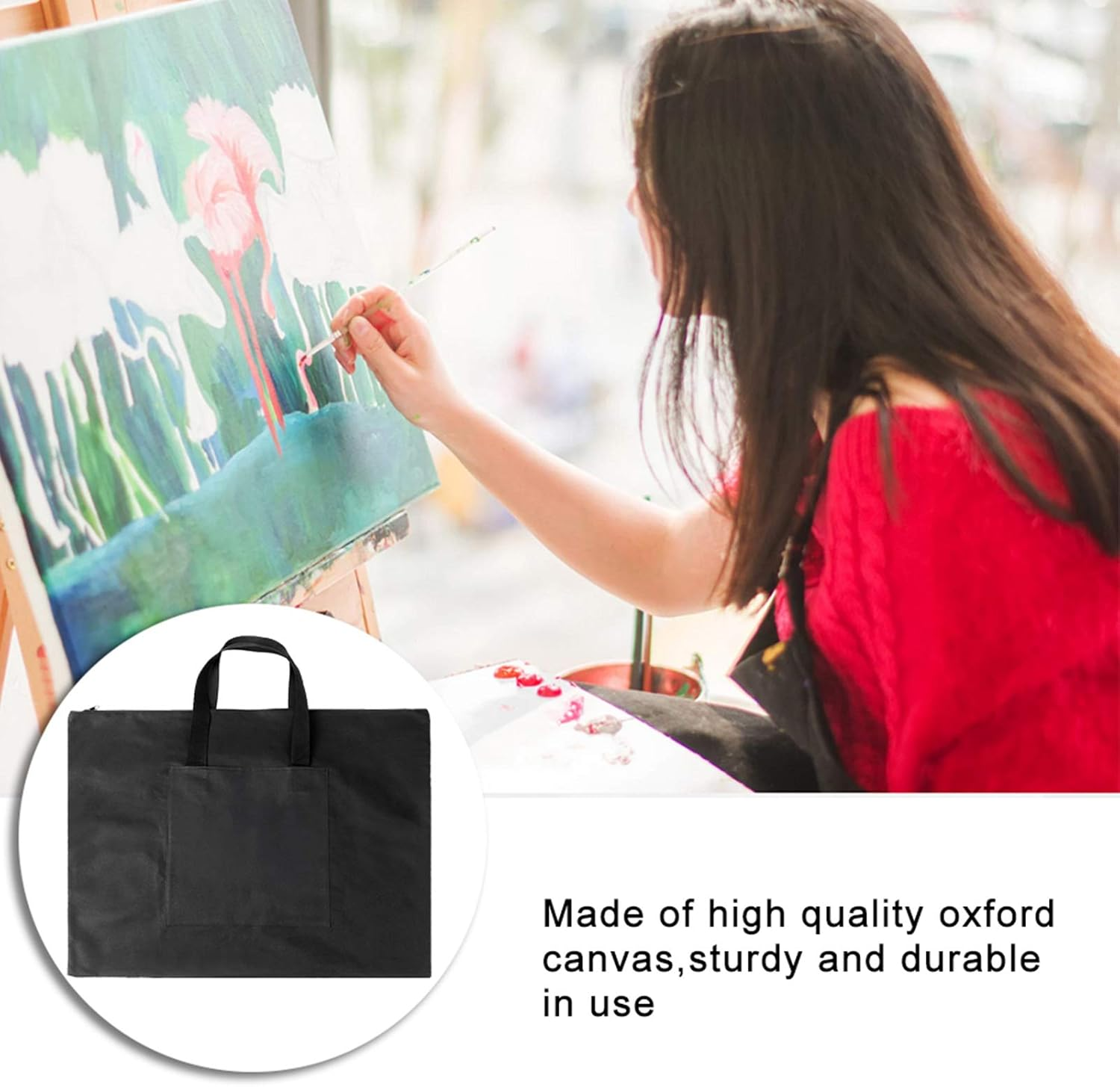 A2 Drawing Painting Board Storage File Bag, Large Size Art Portfolio Case Art Portfolio Tote Bag Poster Board Storage Portfolio Folder for Artwork Poster, Student Art Portfolio image number 5
