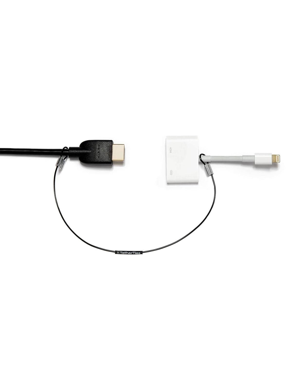 Patented Pre-Assembled Adapter Ties - Anti-Theft Cable Locks for Tools, Dongles, Tethers, Computer Adapters. Steel Cable, Security Lock, Easy Installation with Free Crimping Tool