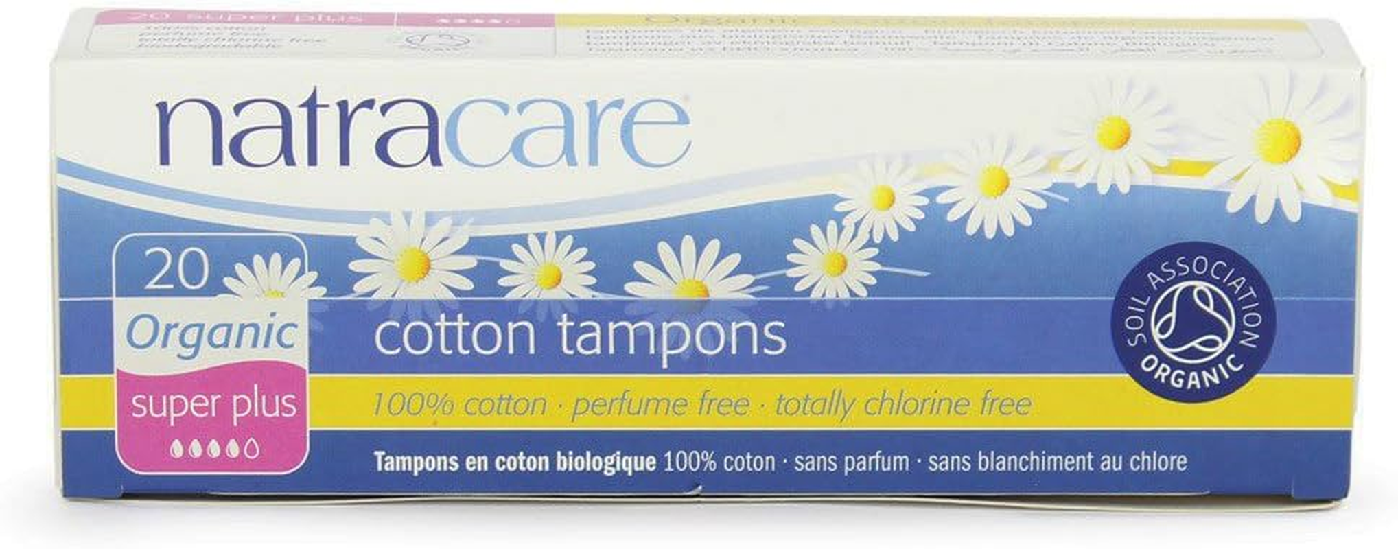 Natracare Organic Cotton Tampons, Super plus 20 Ea ( Pack of 4)