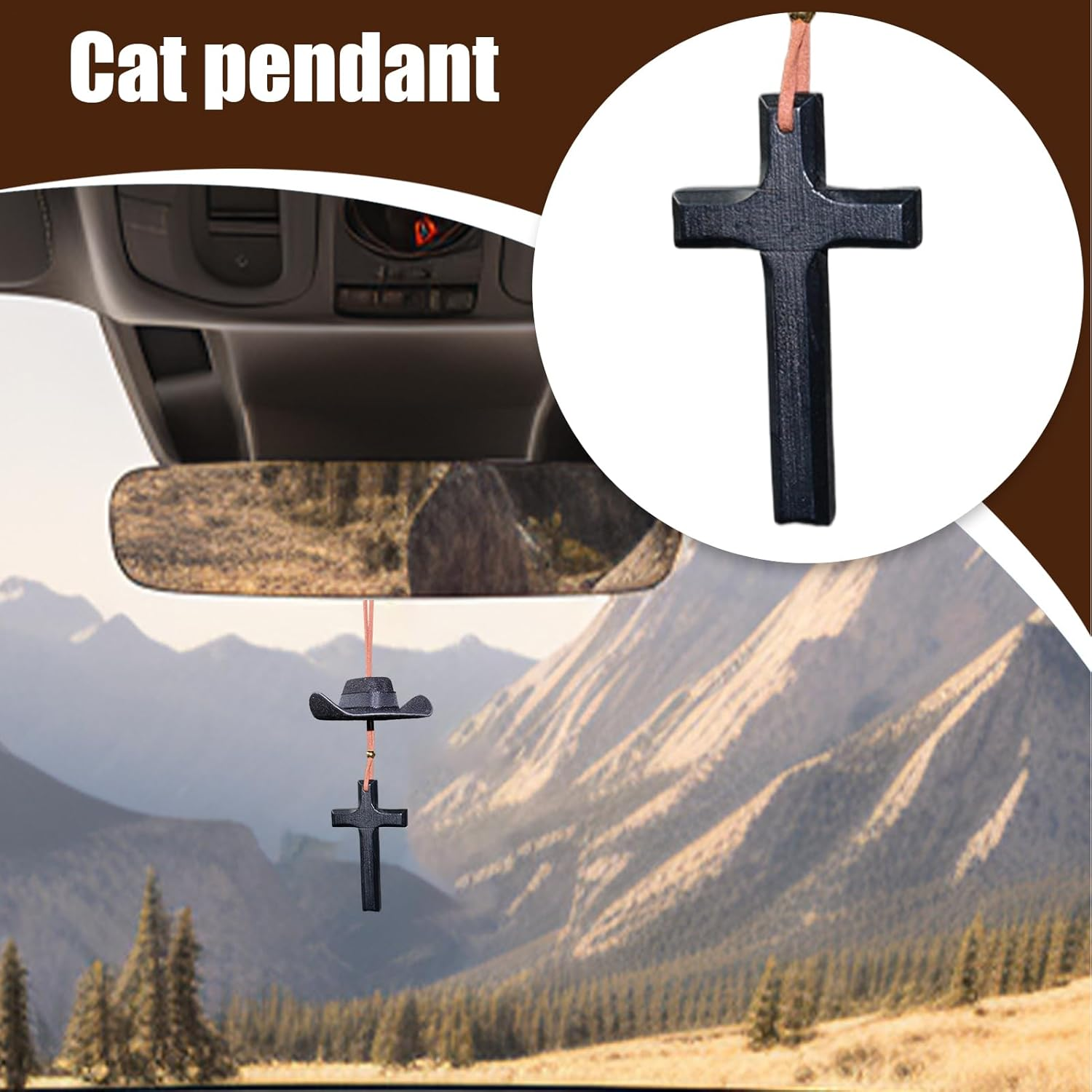 Western Car Decor,Car Charm Cowboy Hat Mirror Ornament - Rear View Mirror Accessories, Western Oxford Cloth Ornament Miniature for Auto Home Decorations image number 4