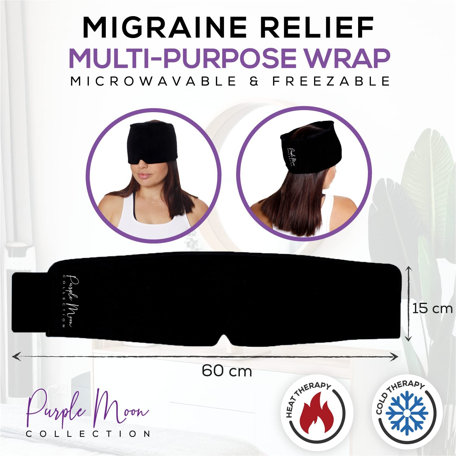 PMC Migraine Relief Cap &ndash; Completely Adjustable Headache Hat That Fits Any Body Part - Flexible Compression, Use Hot or Cold - Migraine Ice Head Wrap, Gel Infused Icepack That&rsquo;S Family Friendly image number 5