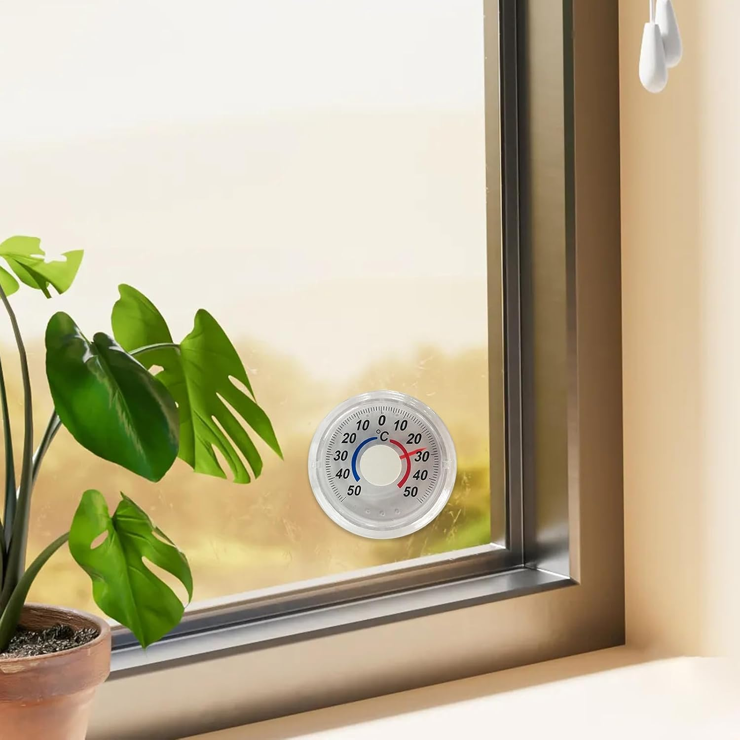 Outside Temperature Gauge,Analog Window Thermograph for Outdoors - Adhesive Transparent Measurement Monitor for Bathroom Bedroom Apartment Living Room image number 4