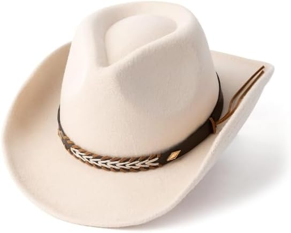 Cowboy Hat with Cowgirl Hat Beige West Cowboy Hat Wide Edge Felt Cowboy Hat Cowgirl Hat Fedora Hat Men Wide Brim Hat image number 1