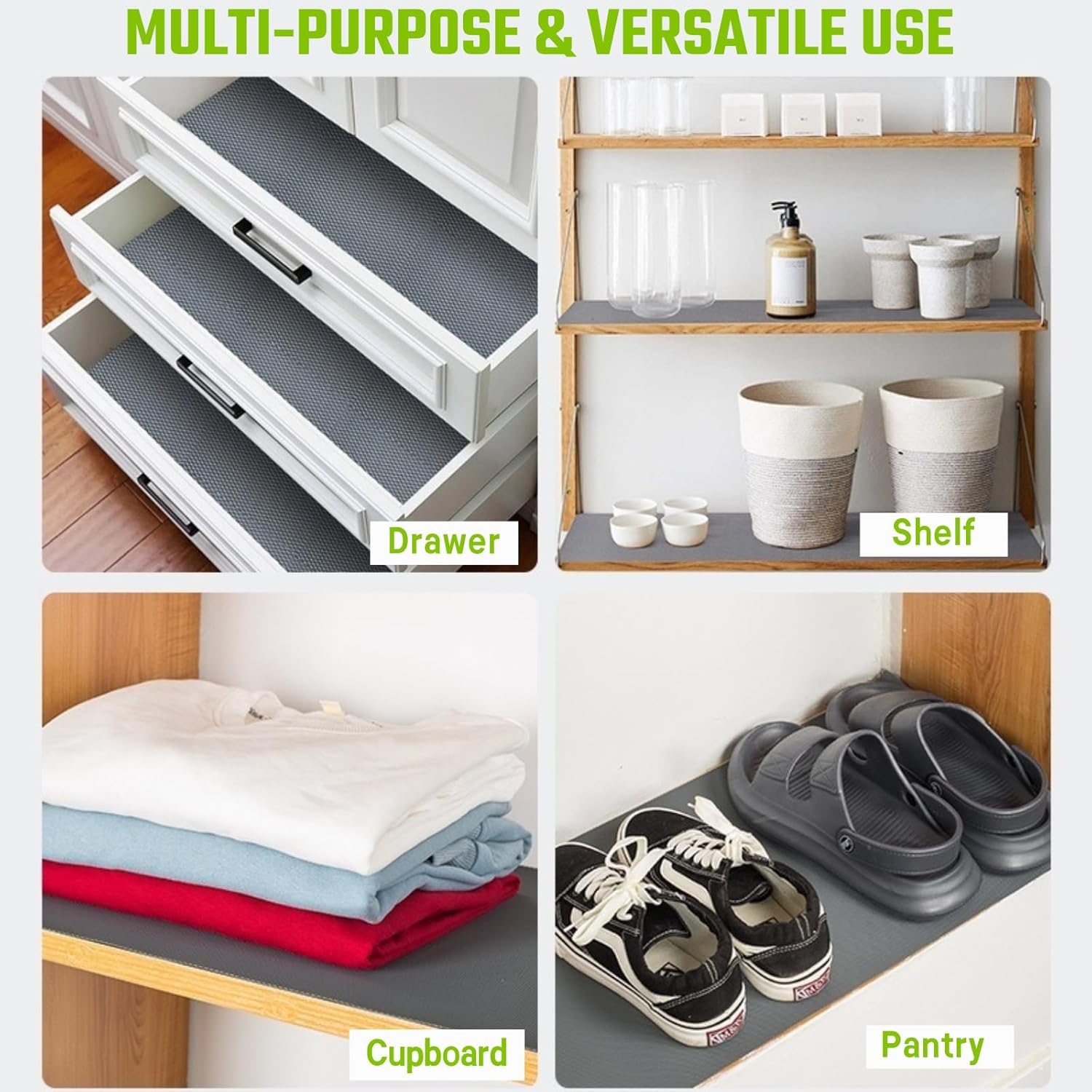 45Cm X 600Cm Cupboard Liners, Silver Grey Non Slip Mat, Kitchen Drawer Liner Waterproof, PVC Cupboard Mats, Drawer Lining for Shelf, Pantry, Cupboard, Caravan image number 2