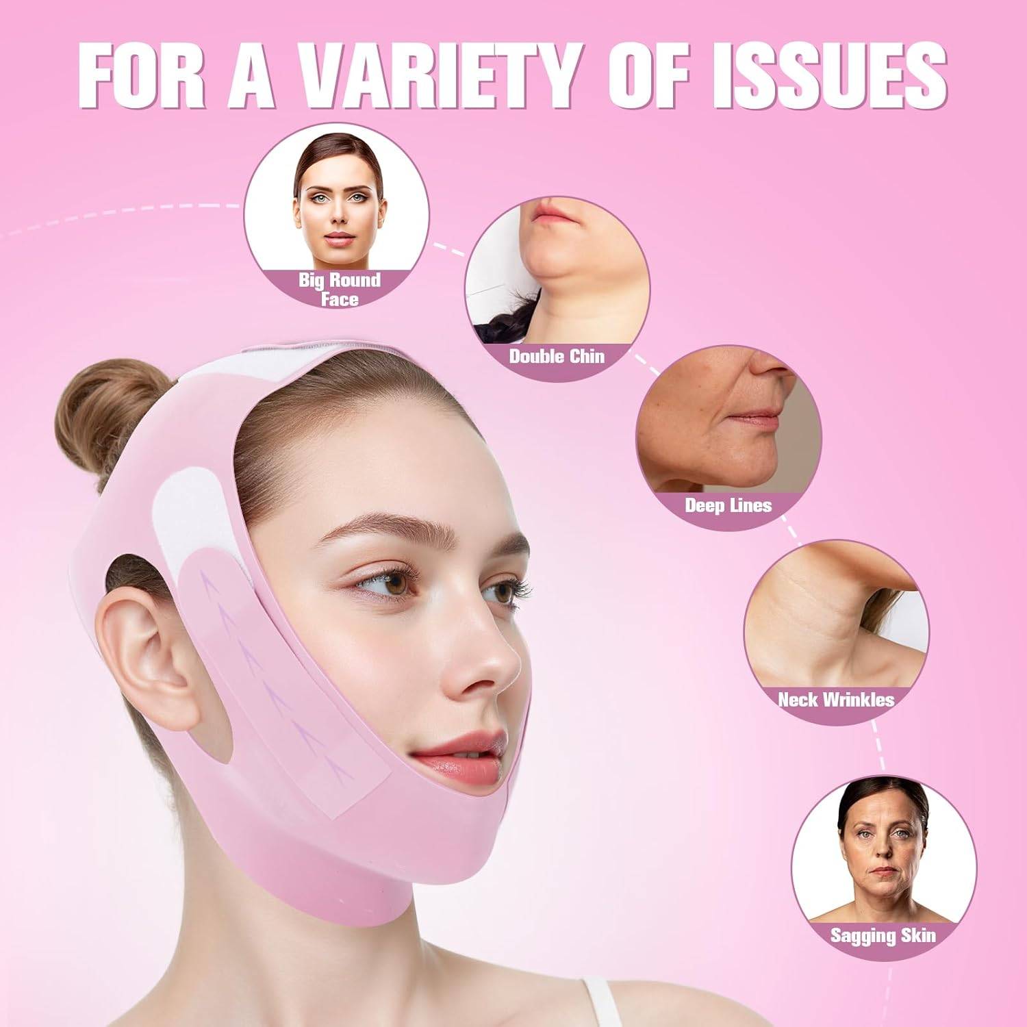 Jenchrysm Chin Strap for Sleeping - Jawline Shaper with 3D Design & Graphene Material,Double Chin Reducer to Prevent Sagging & Shape Vline Face - Double Chin Eliminator - Gifts for Women image number 3