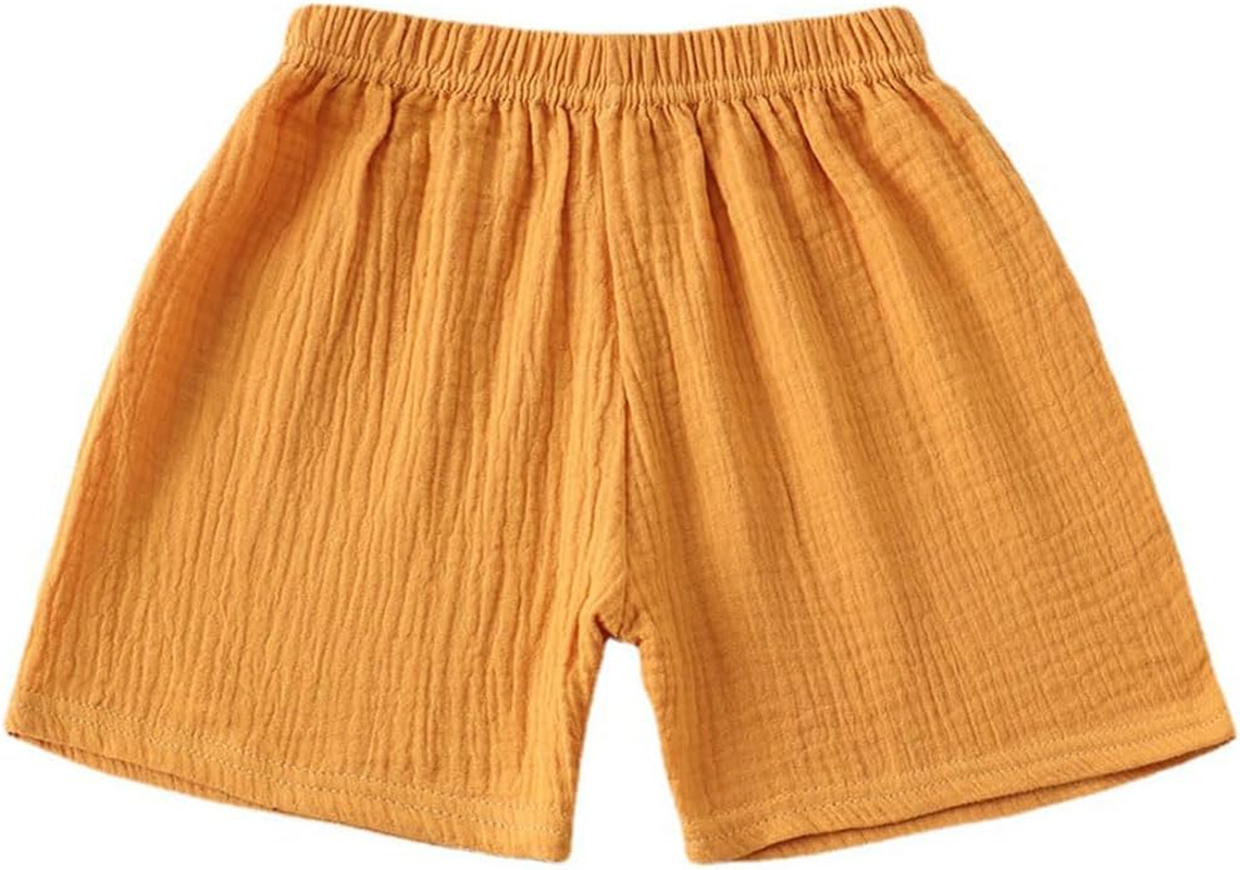 Elaowoho Baby Toddler Boys Shorts Cotton Linen Summer Loose Shorts 3 Pack Elastic Waist Solid Jogger Short Pants image number 1