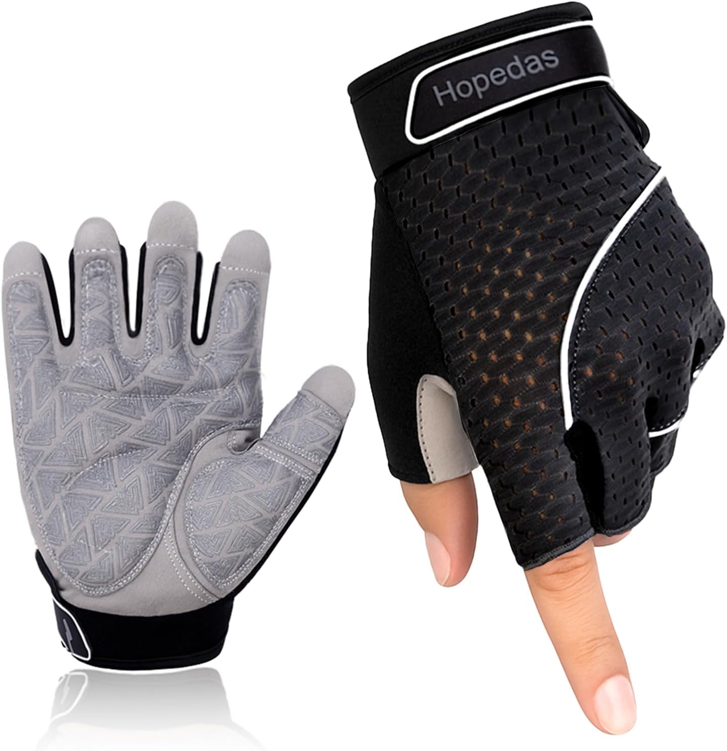 Hopedas Weight Lifting Gym Workout Gloves Full Palm Protection for Men and Women,Breathable Sport Gloves for Training,Fitness,Exercise,Yoga, Pilates,Cycling，Black