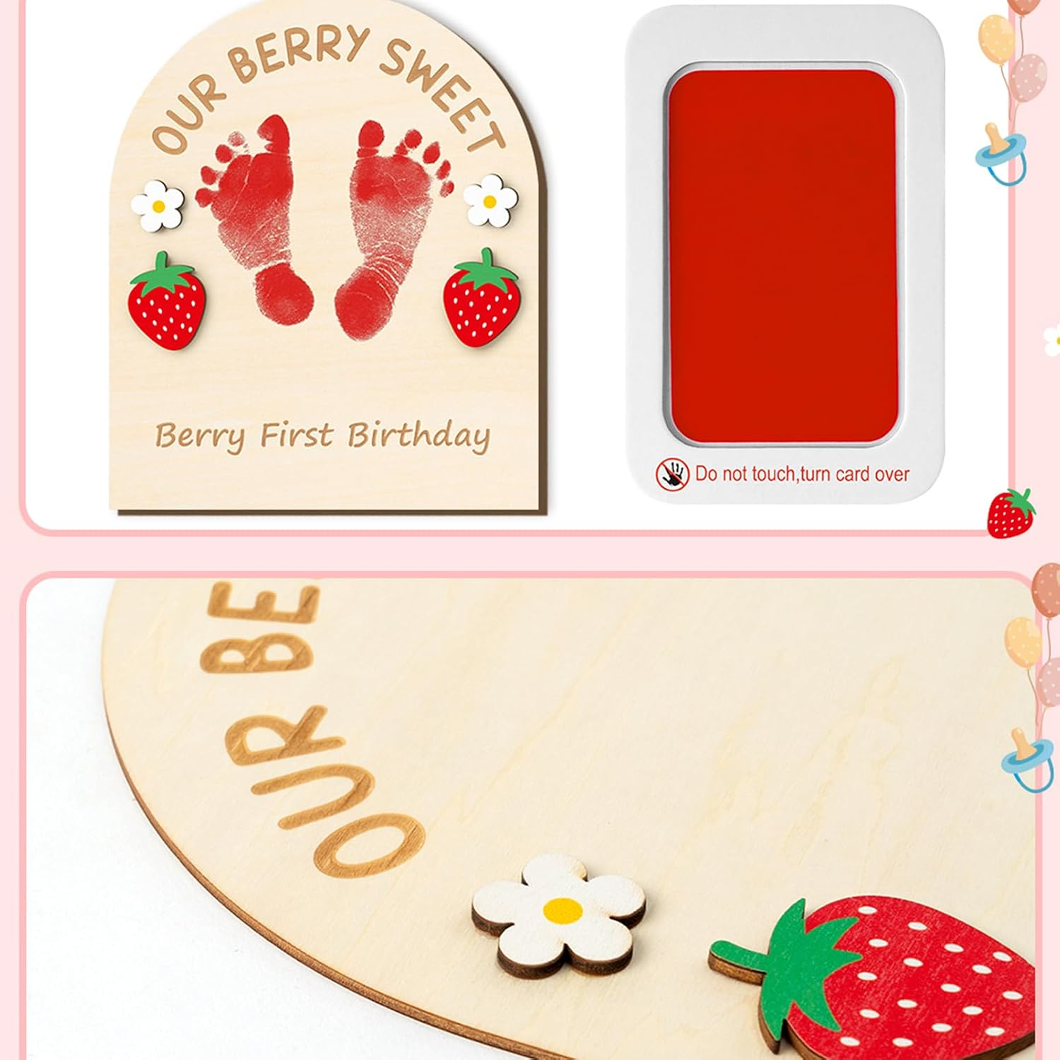 Inkless Hand & Footprint Keepsake Kit, Clean Touch 3D Impression for Newborn Memories, DIY Wooden Frame Included image number 1