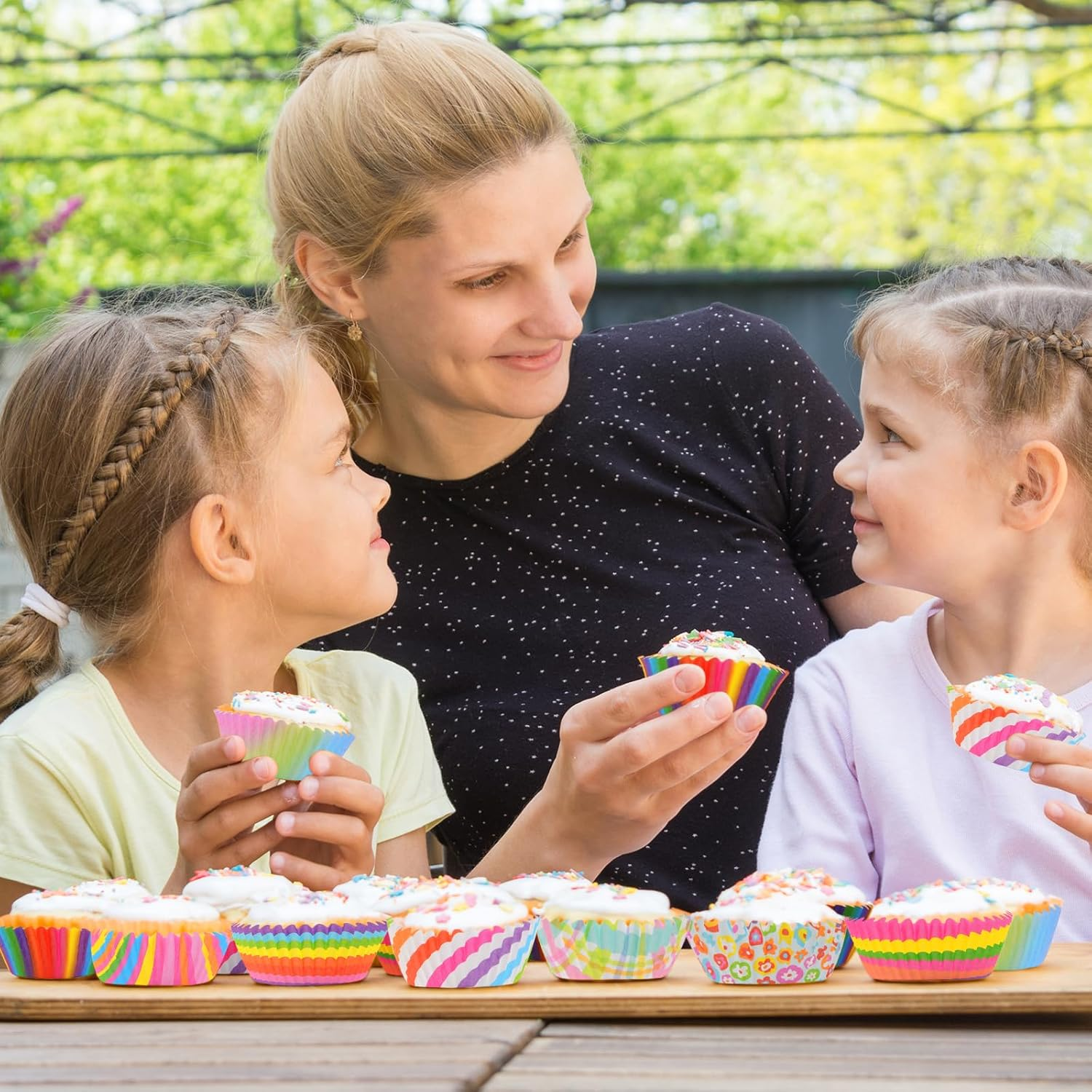 600 Pack Rainbow Cupcake Liners Cupcake Baking Cups Standard Size Rainbow Muffin Liners for Wedding Birthday Pride Party Candy Cake Decorations Supplies(12 Styles) image number 5