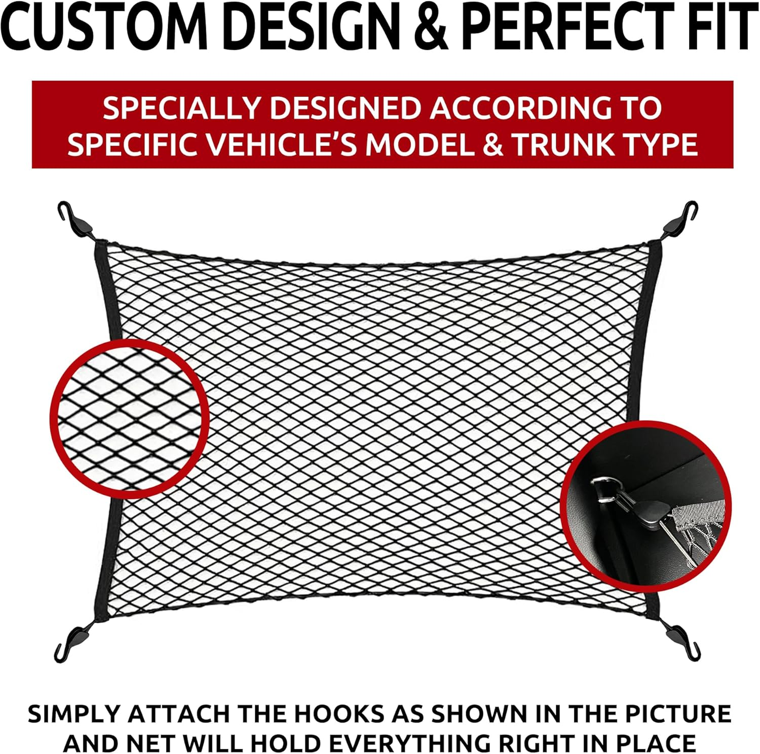 Floor Style Automotive Elastic Trunk Mesh Cargo Net for Honda Civic LX EX-L Touring 2022-2024 - Premium Trunk Organizer and Storage - Luggage Net for Hatchback - Car Organizer for Honda Civic image number 3