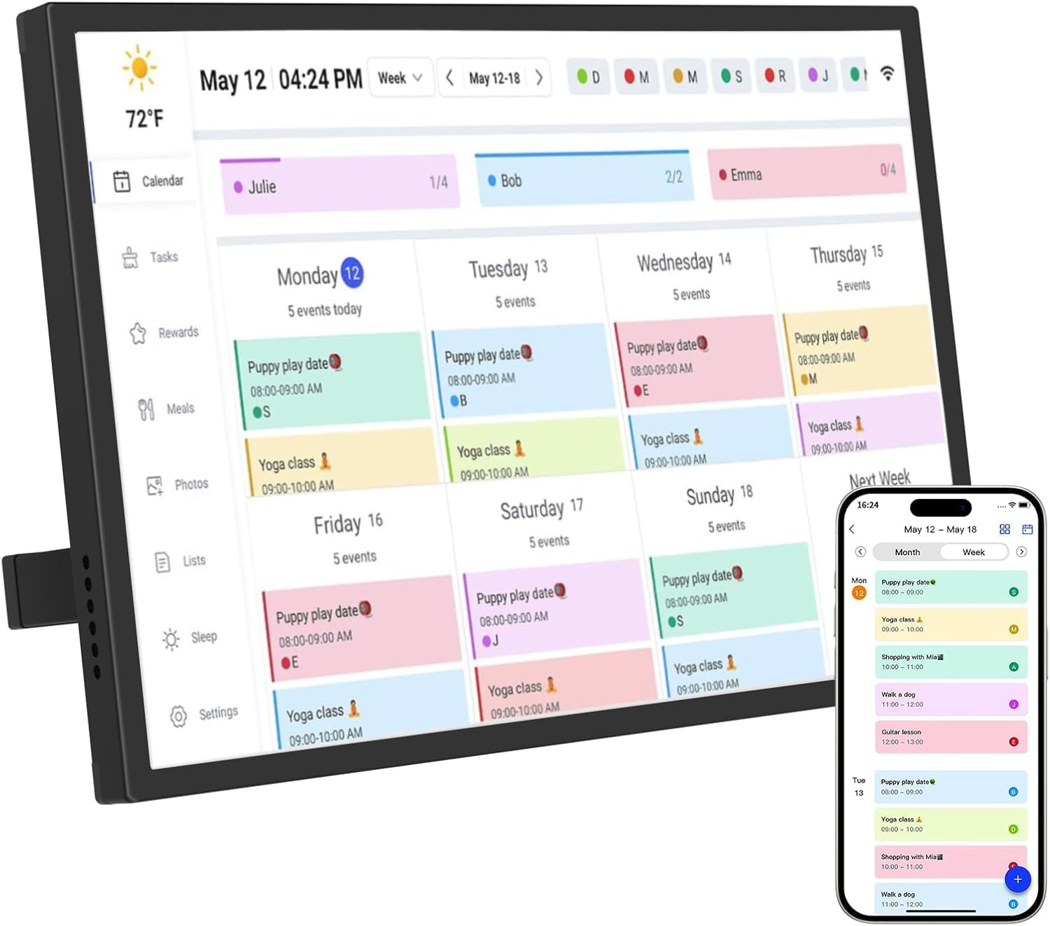10.1 Inch Wifi Planner Smart Digital Calendar, Desk Calendar Smart Wifi Planner & Chore Chart, IPS HD Interactive Touchscreen Display for Family Schedules, and Cloud Photo image number 3