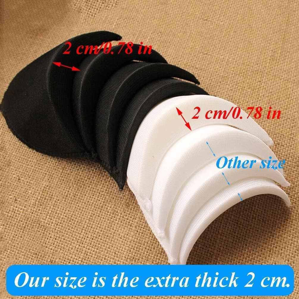 Thickness 2Cm / 0.78Inch Foam Shoulder Pads Set Polyester Pad for Women Men Teens Sewing Accessories Clothes Set-In Shoulder Pads White and Black 2 Pairs image number 1