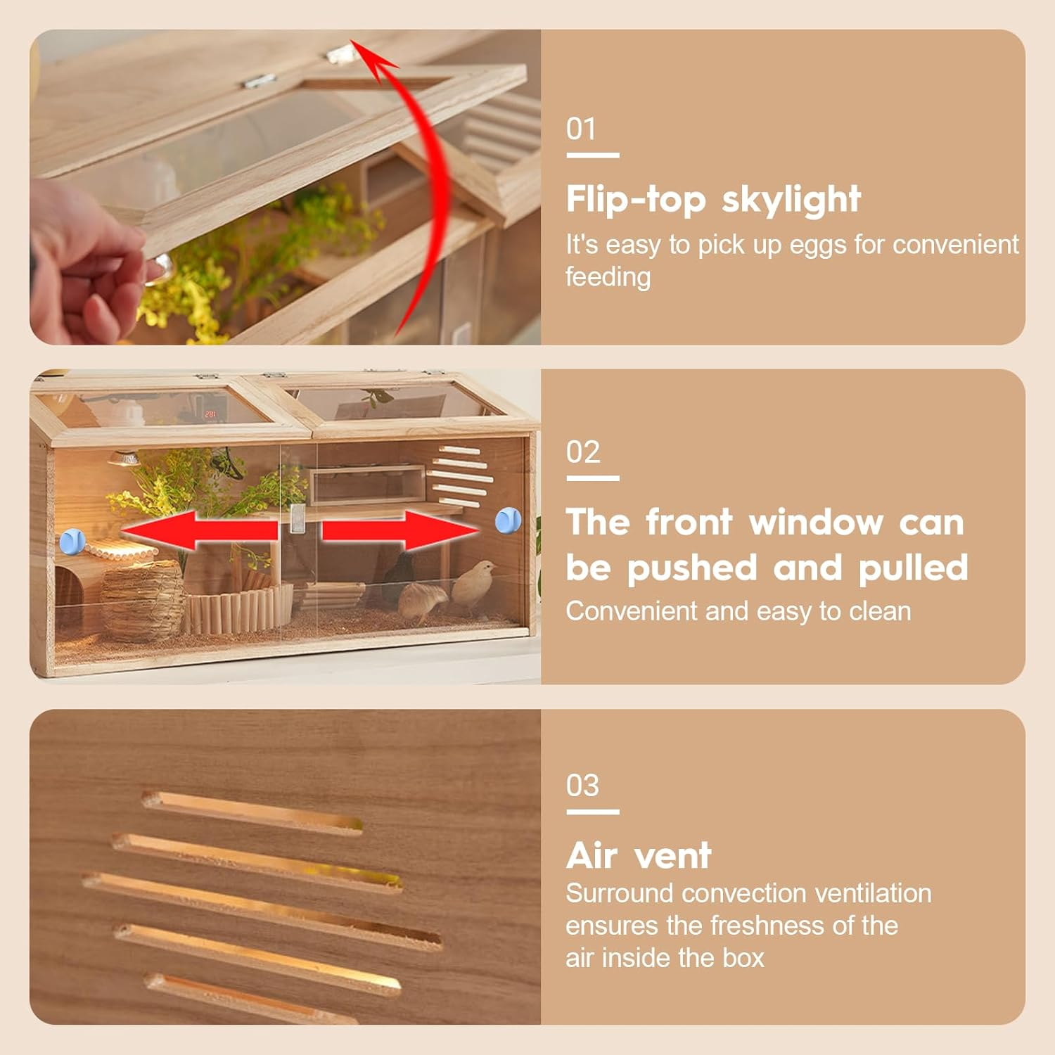 Chicken Brooder Box Kit,Wooden Brooder Box with 2 Openable Doors, Acrylic Panels, and Top Opening-Ideal for Chicks, Ducks, Quail,Hamsters and Small Animal (80Cm&times;40Cm&times;40Cm) image number 1