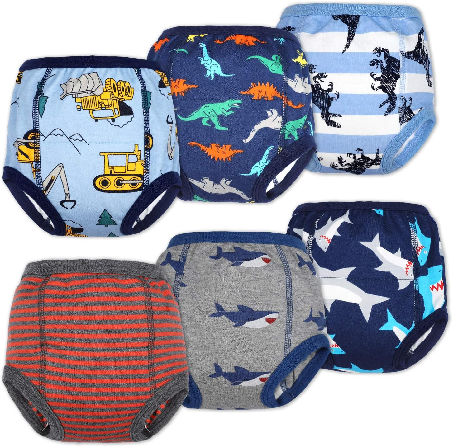 Moomoo Baby Absorbent Potty Training Underwear 6 Packs Cotton Training Pants for Boys 6T