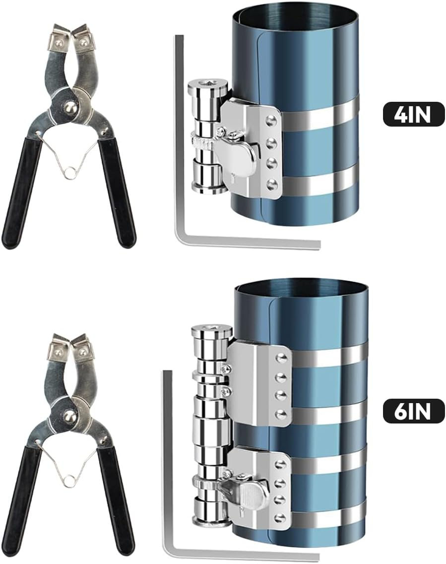 AIMALL Adjustable Piston Ring Expander Tool Set, 4IN & 6IN Automobile Piston Ring Disassembly & Installation Pliers for Engine Repair image number 6