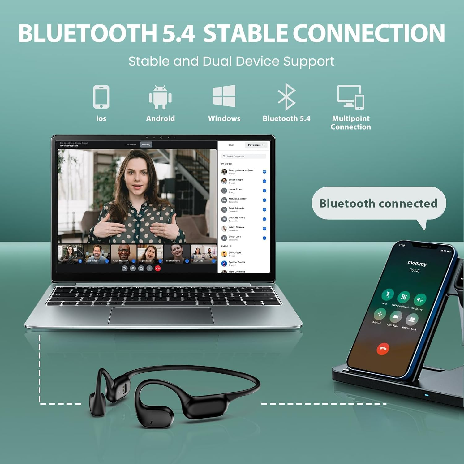 HIFI WALKER T10 Fit Open Ear Sports Headphones Bluetooth 5.4, 32GB MP3 & Wireless Air Conduction Headphones, 15H Playtime Lightweight Comfort, IPX5 Sweatproof for Sports, Running, Workout, Cycling image number 6