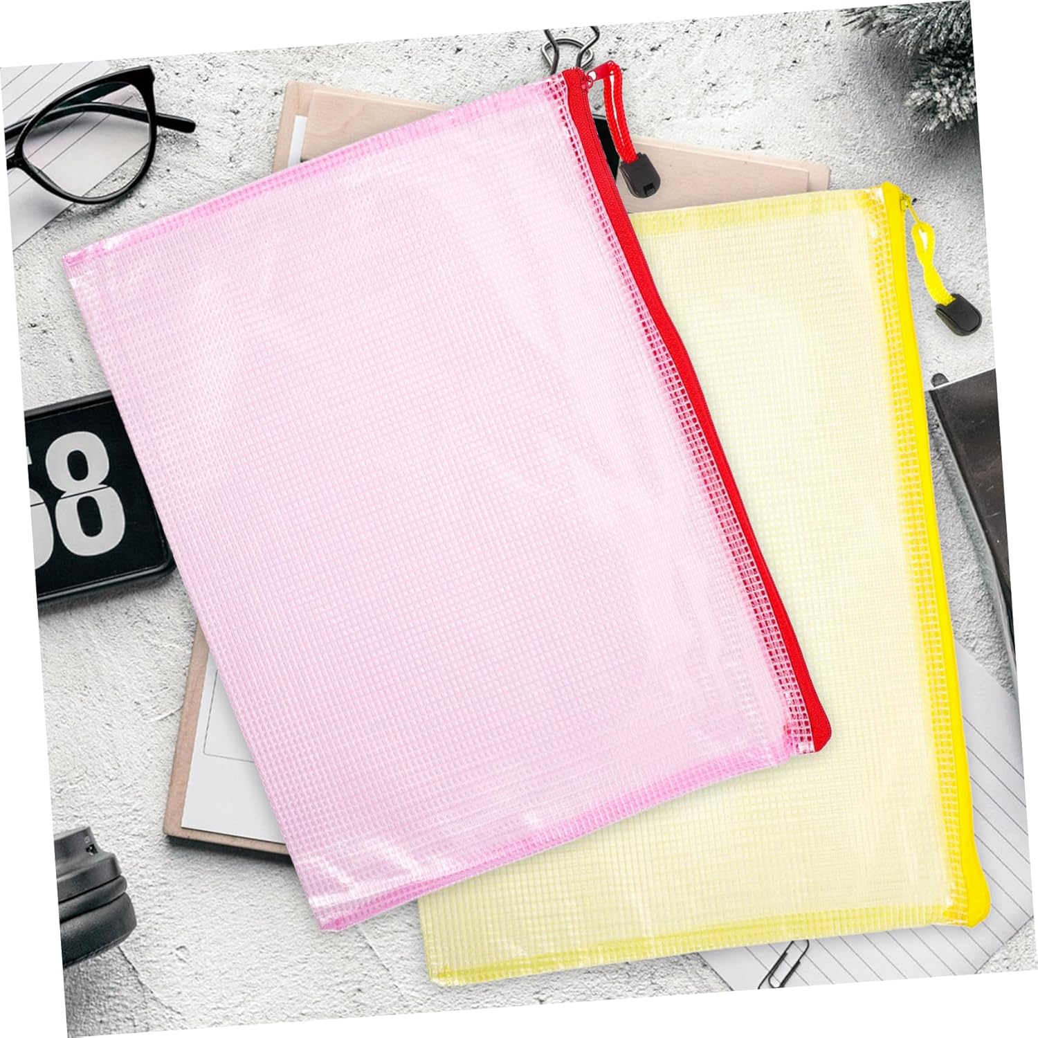 LALAFINA 12Pcs Zipper File Bags Documents Pouches for Office Stationery File Organization and Travel Use