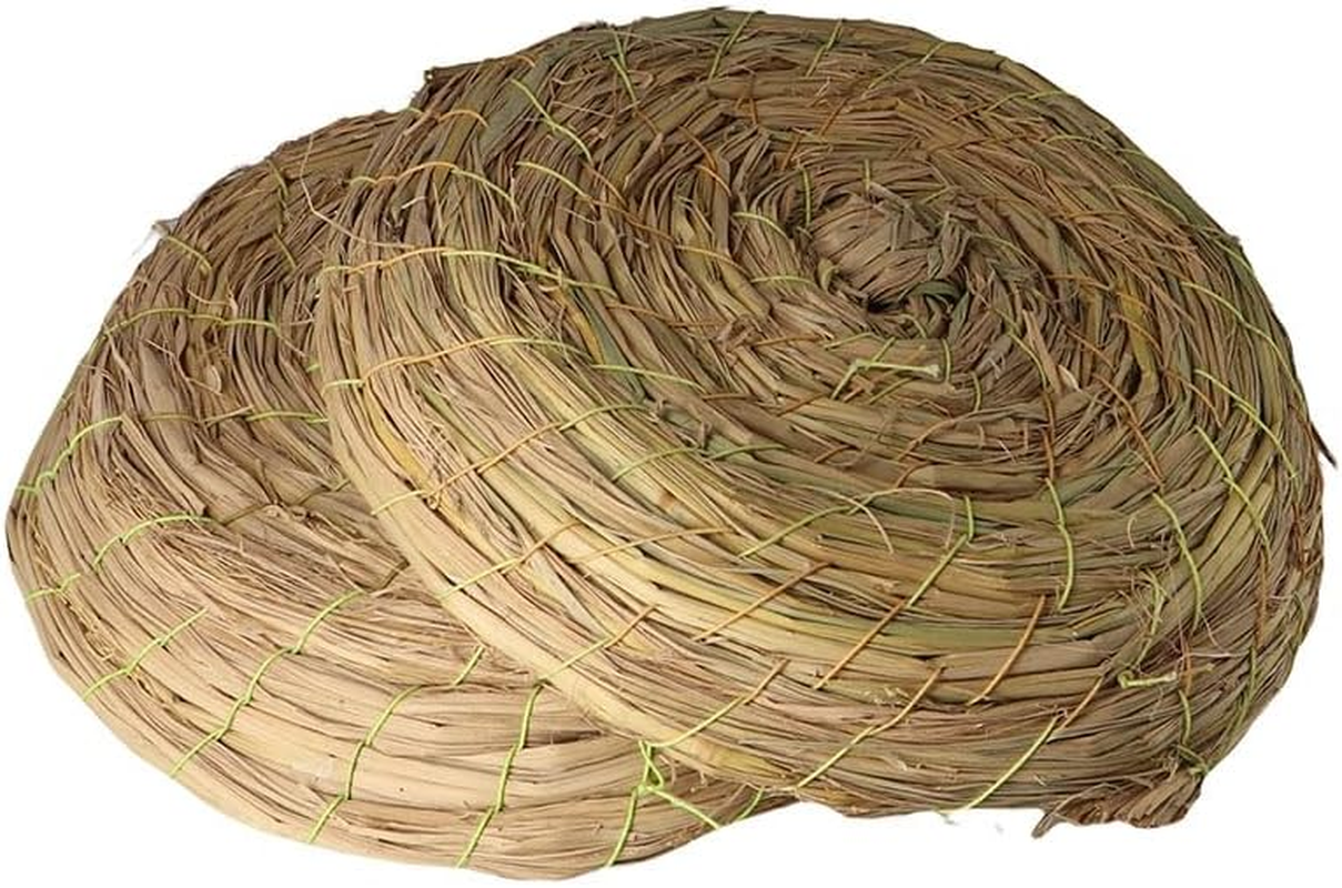 2PCS Handmade Woven Flat Base Straw Bird Nest Parrot Bed Breeding Nest Hatch House Cage for Dove, Pigeon, Parrot, Rabbits, Hamster image number 1