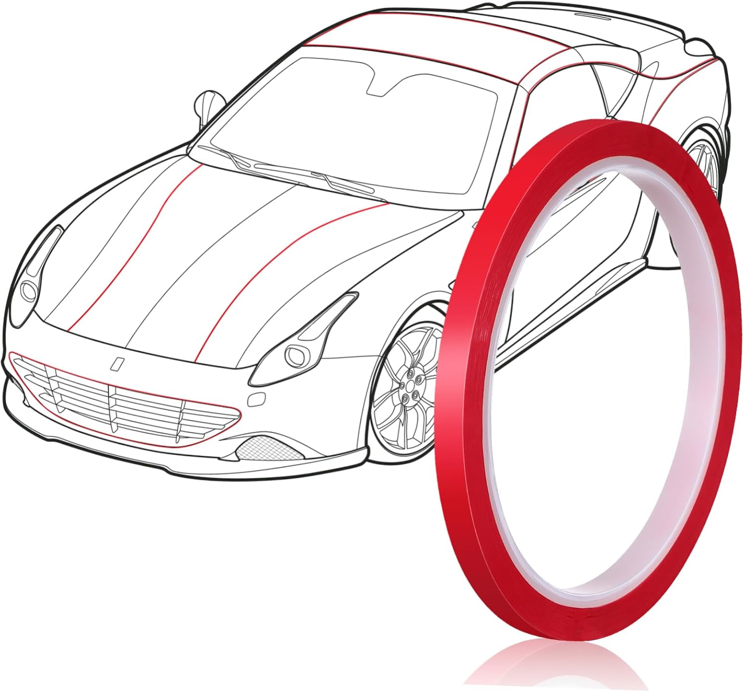 Sewroro Automotive Decorative Vinyl Tape 6Mm X 33M Red Roll Car Paint Masking Trim Strip Adhesive Tape for Auto Molding and Electrical Insulation Use image number 3