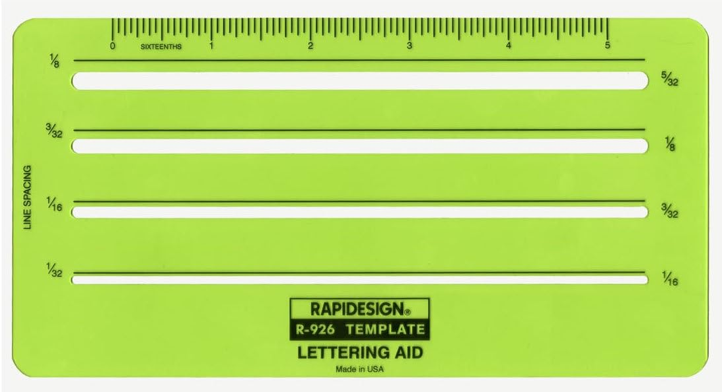 Rapidesign Lettering Aid Template, 1/16, 3/32, 1/8, 5/32 Inch Sizes, 1 Each (R926) image number 4
