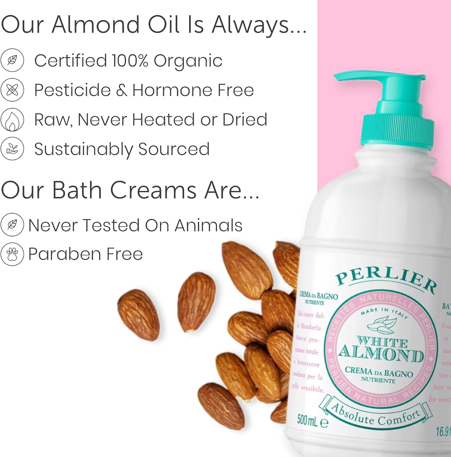 Perlier White Almond Nurturing Bath Cream, 16.9 Fl. Oz. image number 4