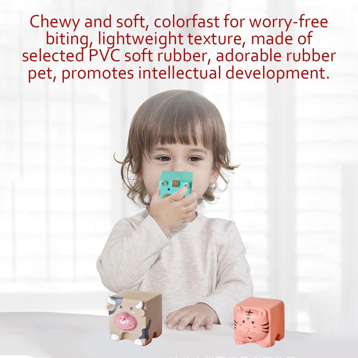 Infant Cognitive Toy Toddler Building Blocks Bath Toy 3D Embossed Animal Building Blocks Infant Cognitive Toy (Rubber) image number 2