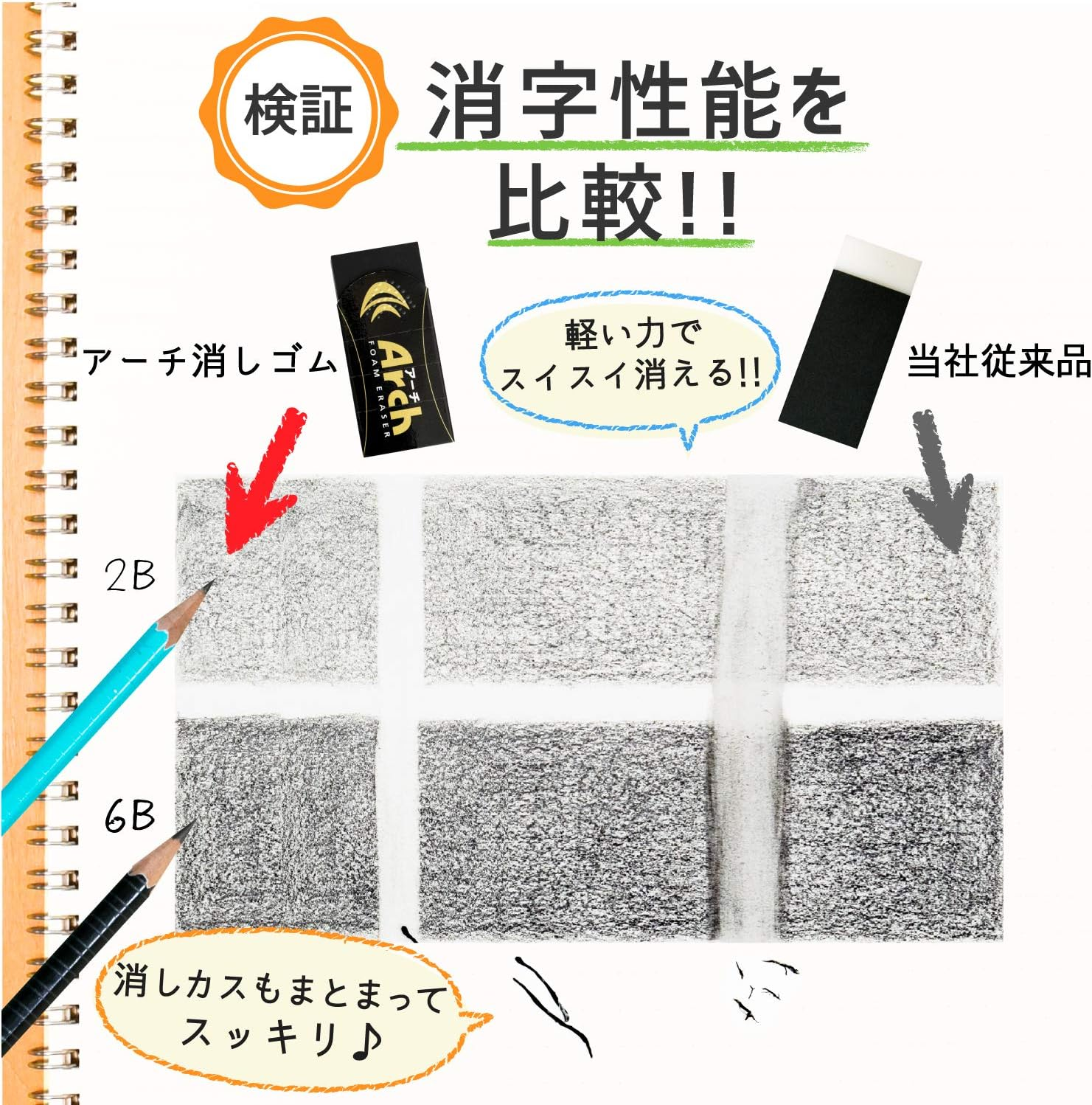 Sakura Crepas Erasers Arch 60 Black 10 Pcs RAF60#49(10) image number 5