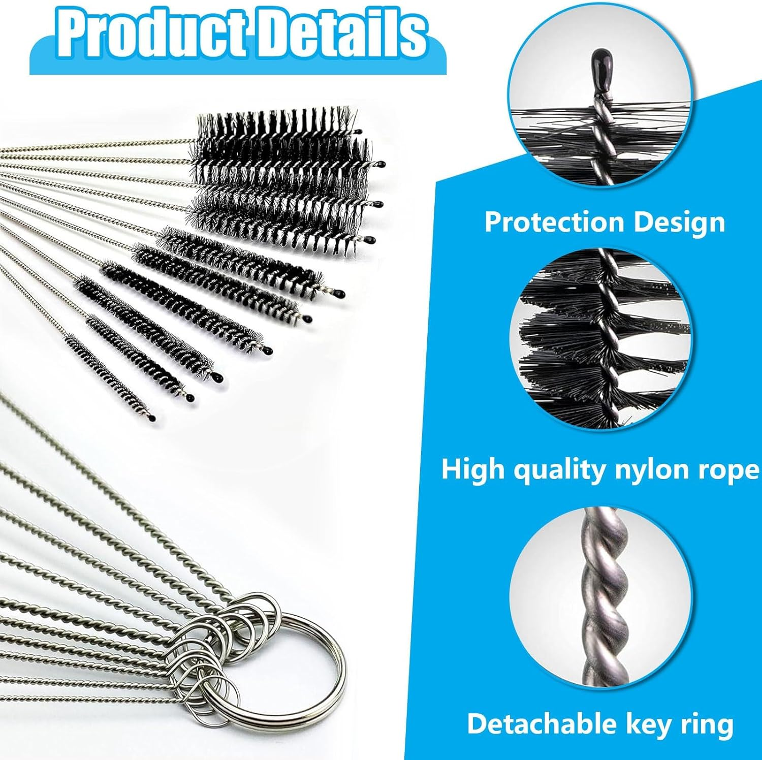 Nylon Bottle Brush, 10 Pcs Pipe Cleaner Brush, Straw Brushes for Sippy Cup, Tumbler, Water Bottle, Drinking Straw, Teapot Nozzle (Black) image number 5