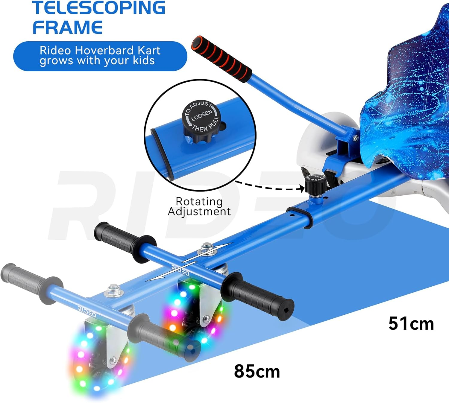 RIDEO Hoverboard Go-Kart Universal Adjustable Hoverboard Attachment A4 (Blue) - Pink image number 4