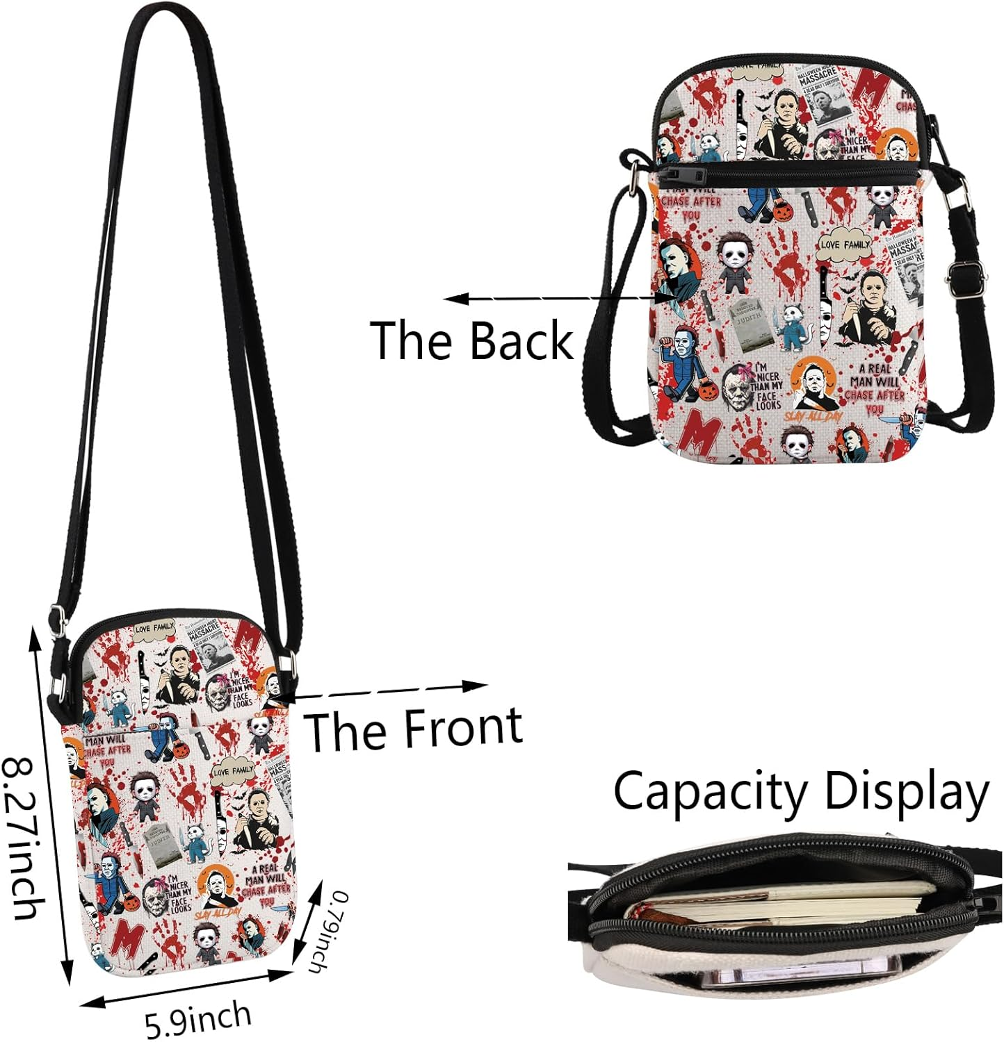 TSOTMO Horror Movie Horror Characters a Real Man Will Chase after You Makeup Bag Funny Halloween Scary Halloween Movie Gift image number 5