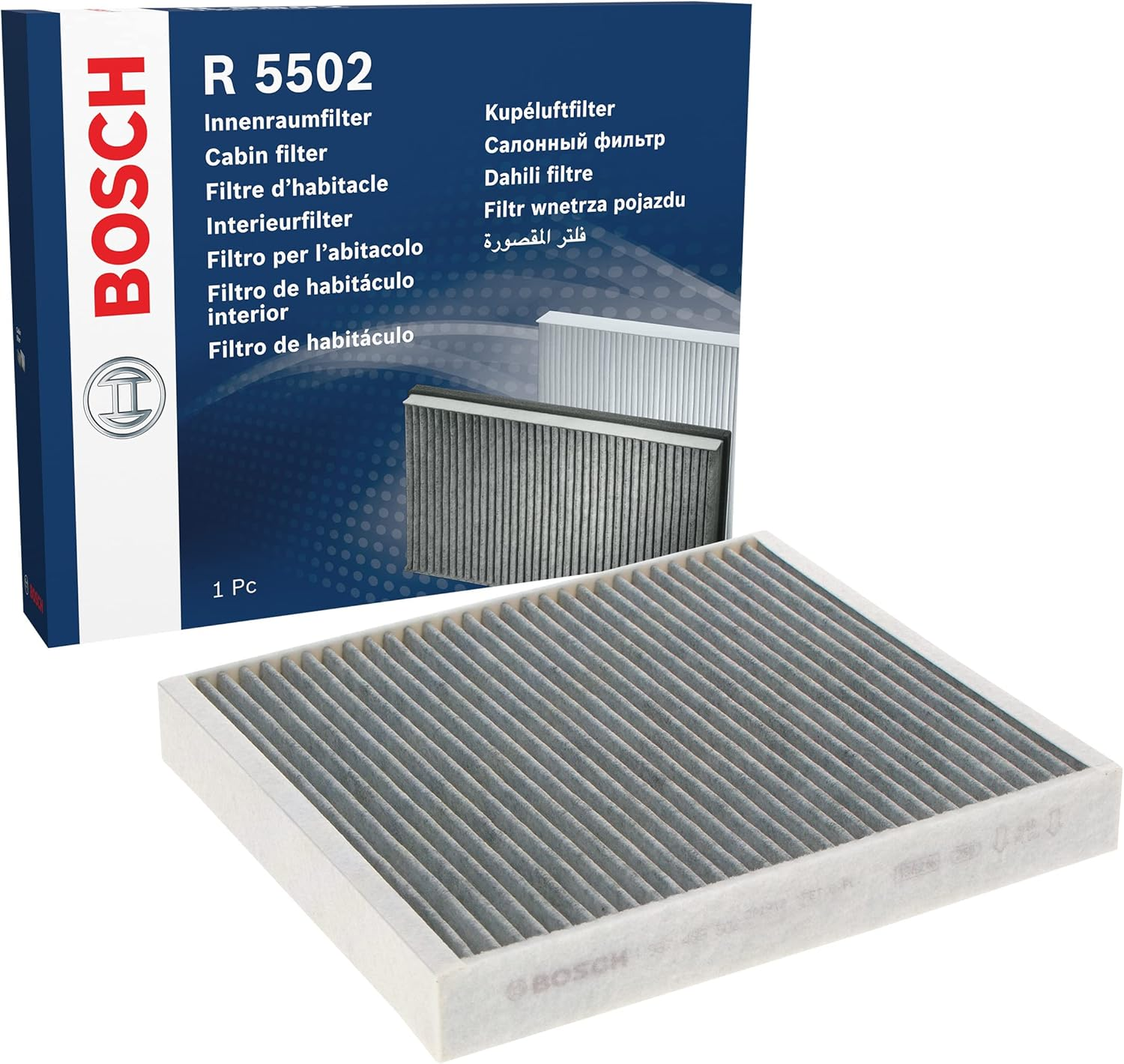 Bosch R5502 Activated Carbon Cabin Filter, Replacement Filter - against Unpleasant Smells, Pollen and Dust for Cleaner Air inside the Vehicle image number 5