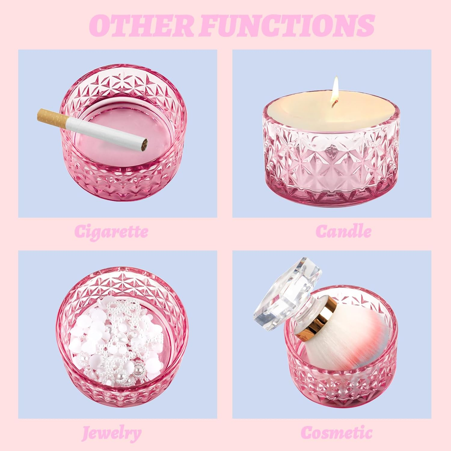 BOMOQING Nail Dappen Dish with Lid, 60Ml Large Nail Monomer Dish, Glass Nail Cup for Holding Acrylic Liquid Acrylic Nail Powder Nail Decor Monomer Acrylic Nail Liquid (Pink)&hellip; image number 3