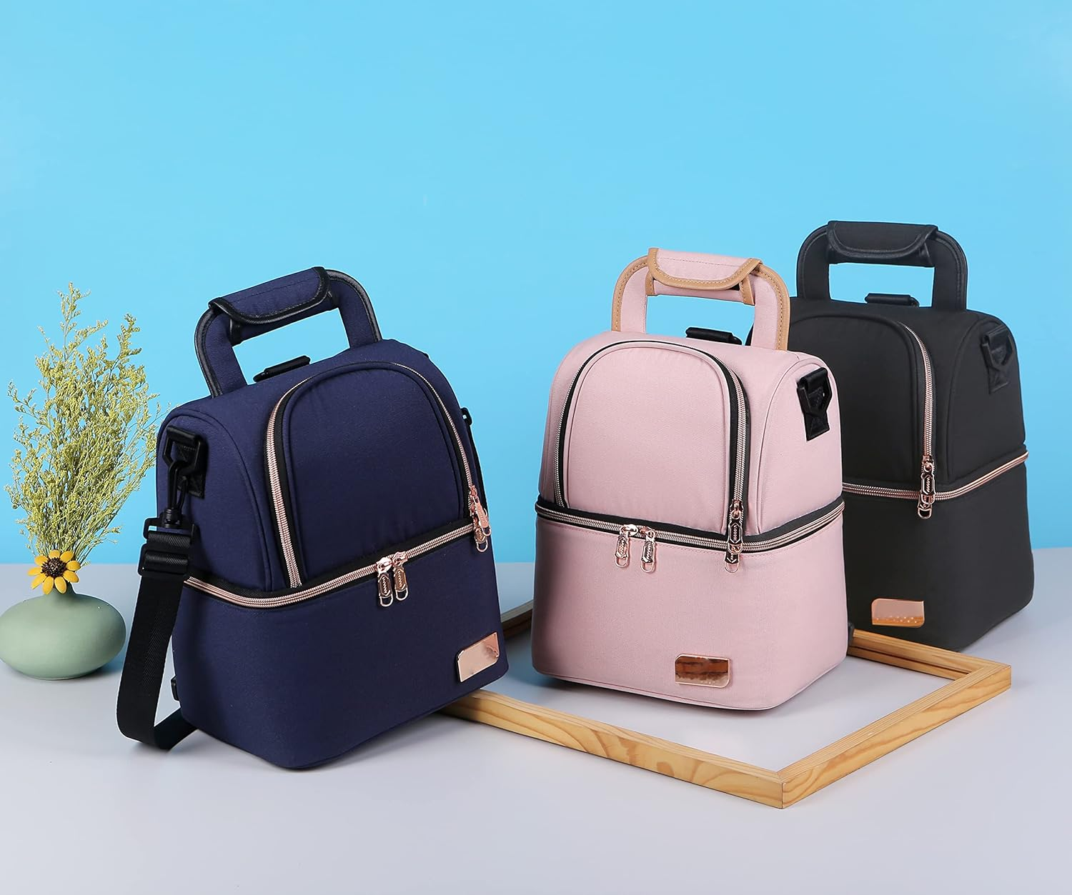 Meichoon Baby Bottle Cooler Bag Waterproof Breast Milk Freezer Baby Food Insulation Maternity Backpack Double Layer Fresh Keeping Travel Handbag for Nursing Mom Daycare - Pink image number 5